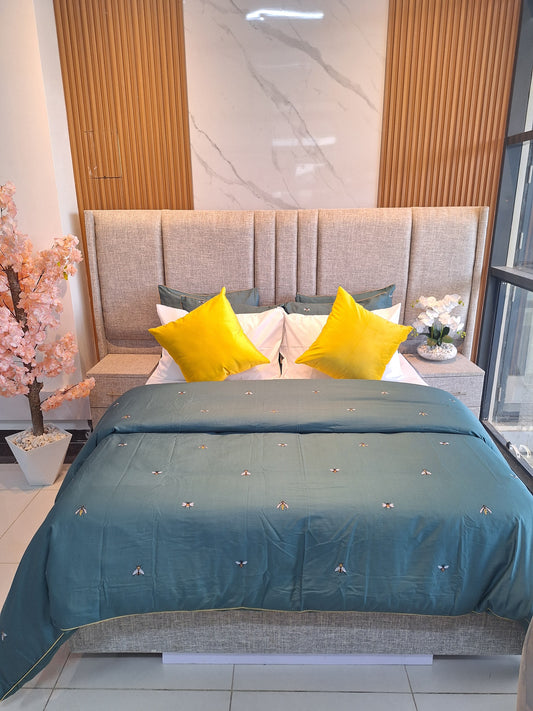 Green Butterfly Luxury Cotton Duvet Cover Set