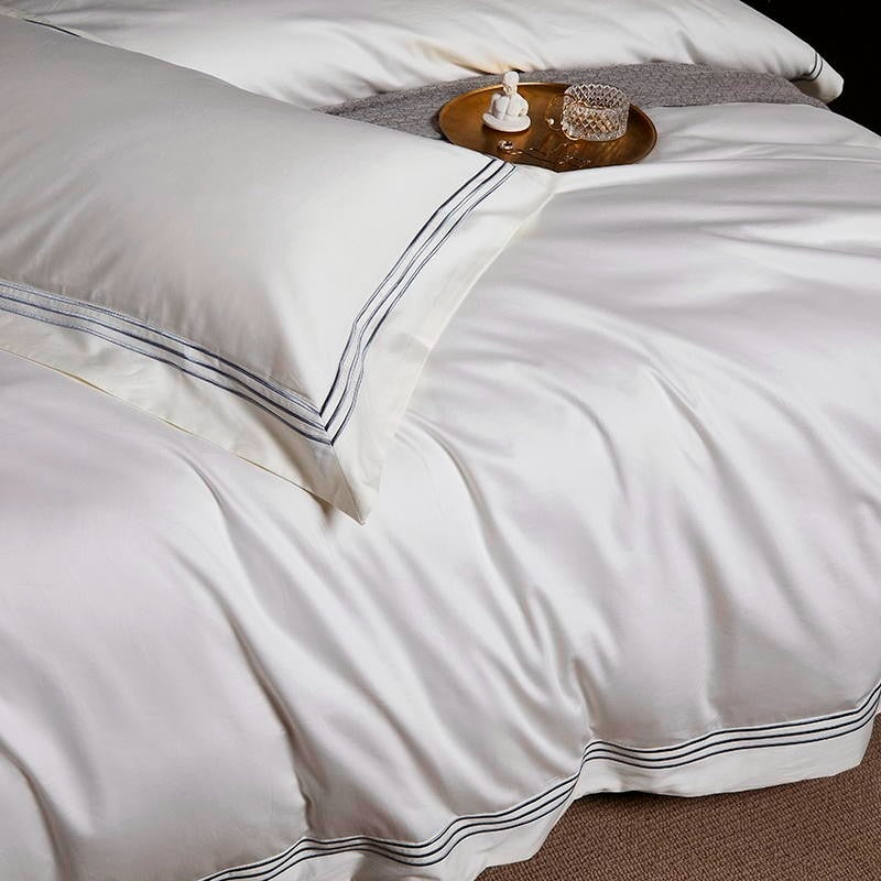 Pearl White Luxury Egyptian Comfort Cotton Duvet Cover Emperor- 8by8 (270x280cm)