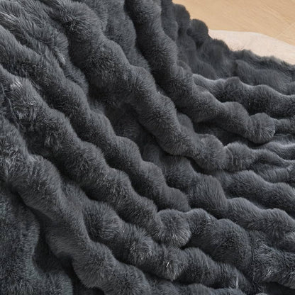 Faux Fur Bubble Throw Blanket