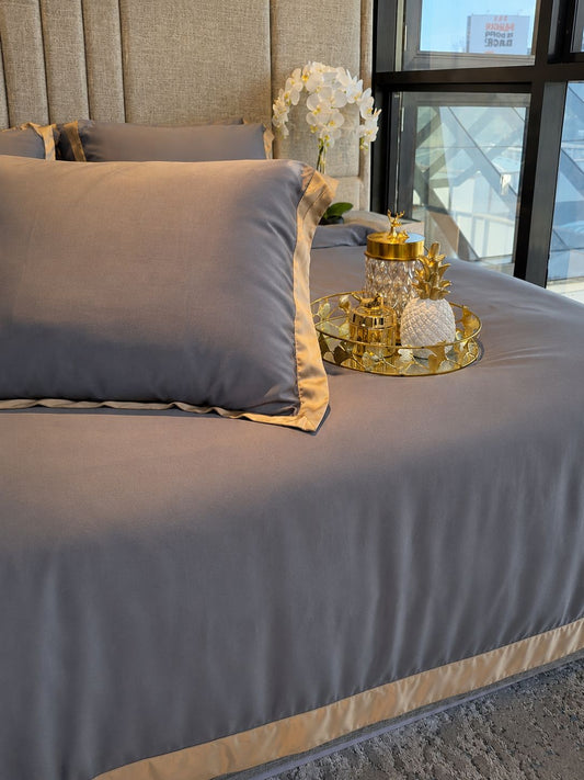 Opal Grey Emperor Luxury Bamboo Silk Cotton Duvet Cover Set (8by8)