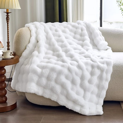 Faux Fur Bubble Throw Blanket